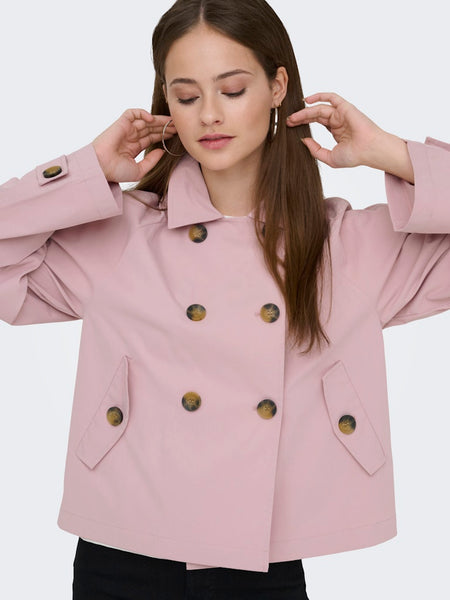 ONLY Short Trench Jacket in Pink
