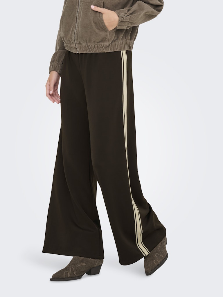 ONLY Side Stripe Wide Leg Joggers in Brown