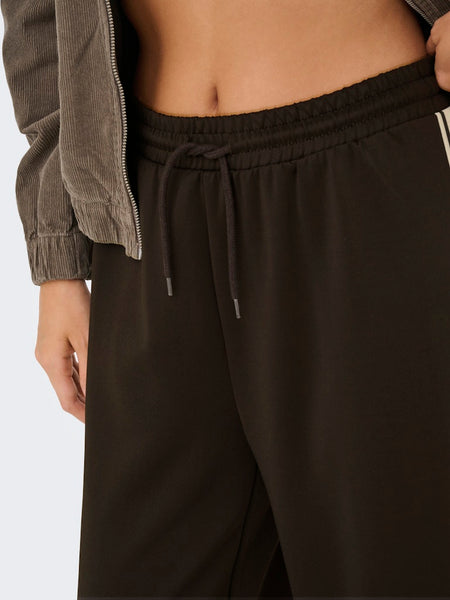 ONLY Side Stripe Wide Leg Joggers in Brown