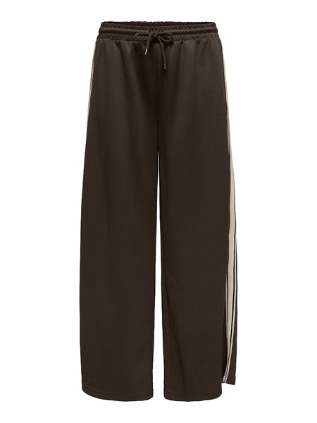 ONLY Side Stripe Wide Leg Joggers in Brown