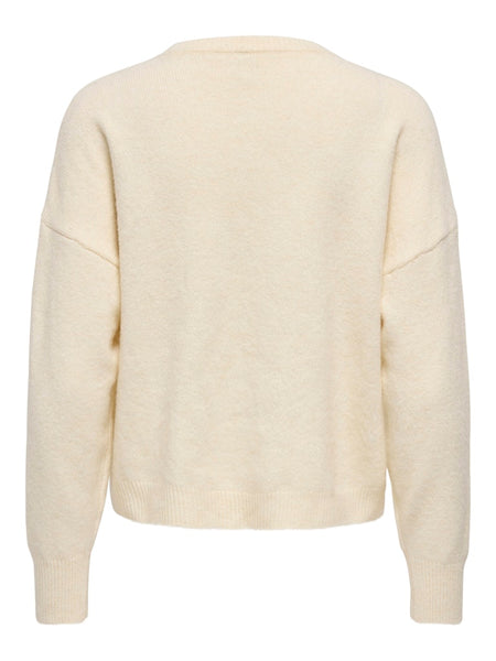 ONLY Knitted Rhinestone Star Jumper in Cream
