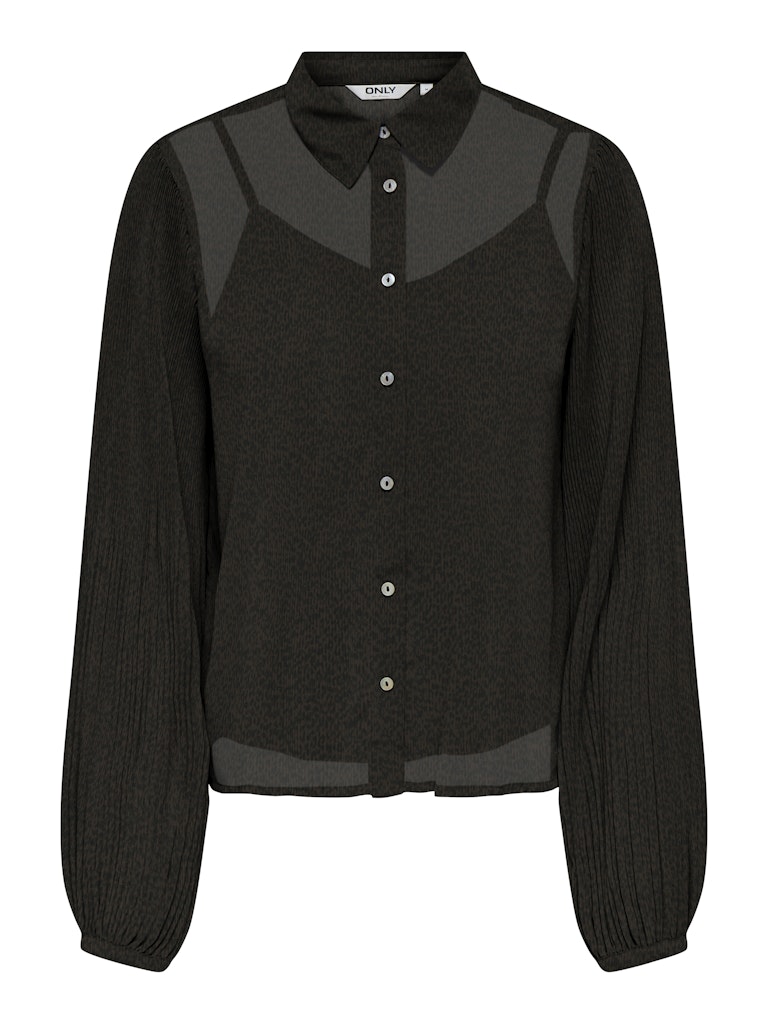 ONLY Leopard Print Plisse Detail Shirt in Brown