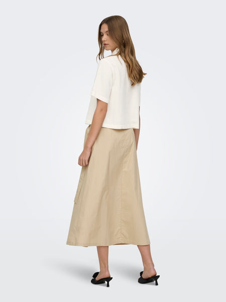 ONLY Linen Blend Short Sleeve Shirt in White