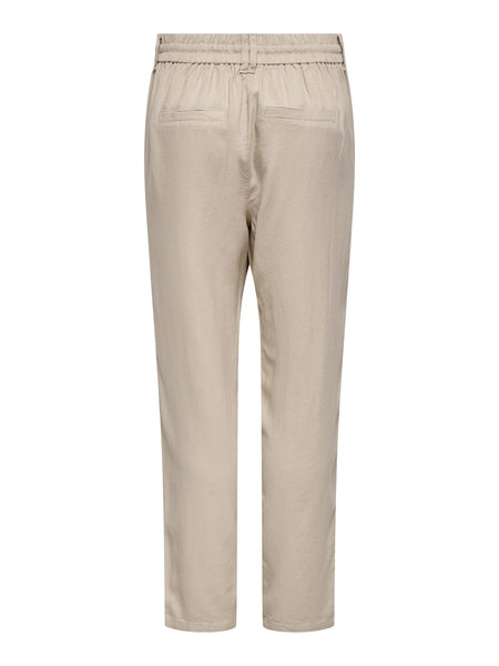 ONLY Linen Blend Straight Leg Trousers in Beige