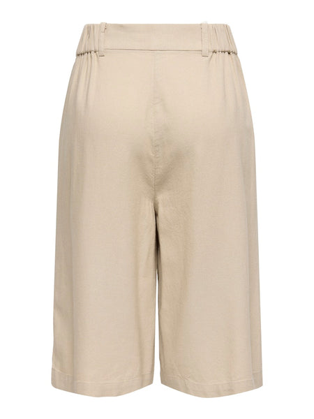 ONLY Linen Blend Bermuda Shorts in Tan