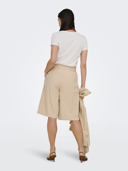 ONLY Linen Blend Bermuda Shorts in Tan