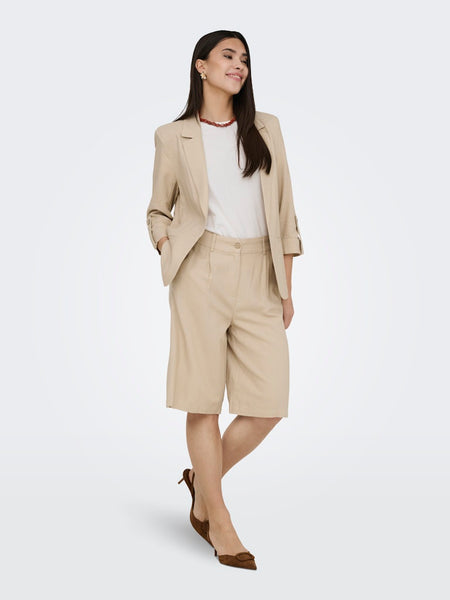 ONLY Linen Blend Bermuda Shorts in Tan
