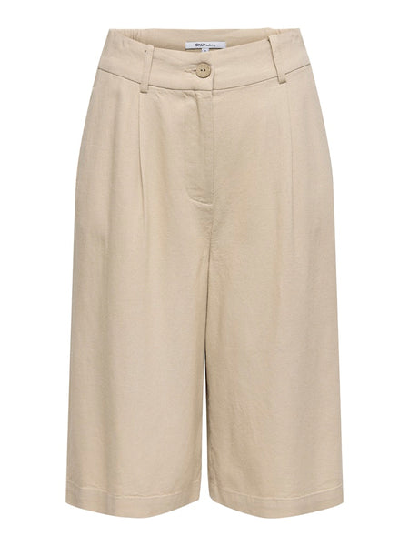ONLY Linen Blend Bermuda Shorts in Tan