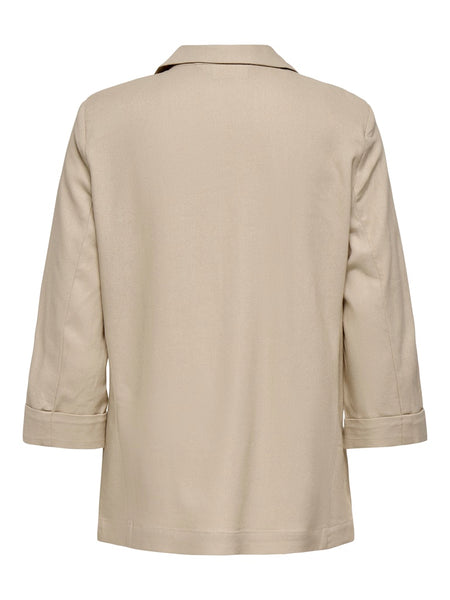 ONLY Linen Blend 3/4 Sleeve Blazer in Beige