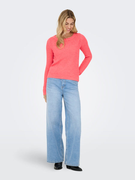 ONLY Long Sleeve Knit Top in Coral