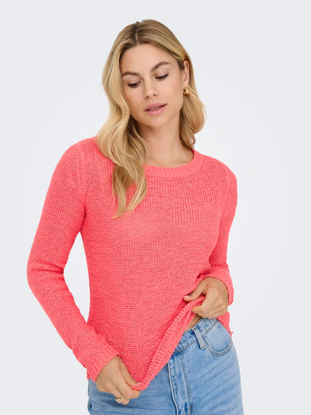 ONLY Long Sleeve Knit Top in Coral