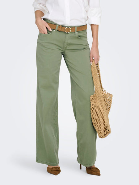 ONLY Low Waist Wide Leg Jeans in Green