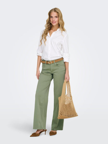 ONLY Low Waist Wide Leg Jeans in Green