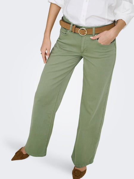 ONLY Low Waist Wide Leg Jeans in Green