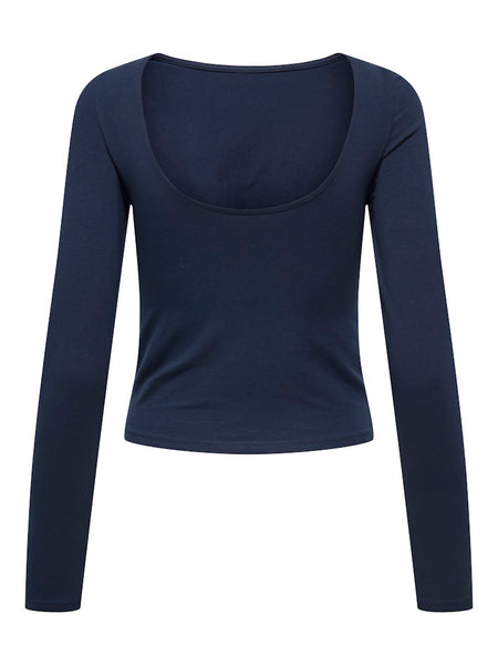 ONLY Long Sleeve Open Back Top in Navy