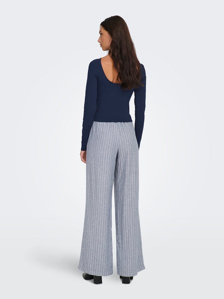 ONLY Long Sleeve Open Back Top in Navy