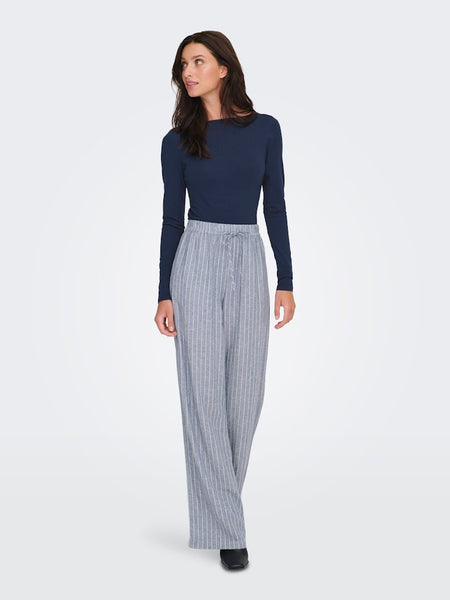 ONLY Long Sleeve Open Back Top in Navy