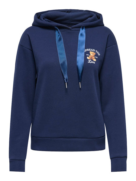 ONLY Teddy Print Hoodie in Navy