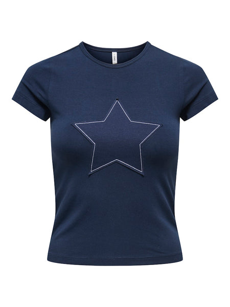 ONLY Star Print T-Shirt in Navy