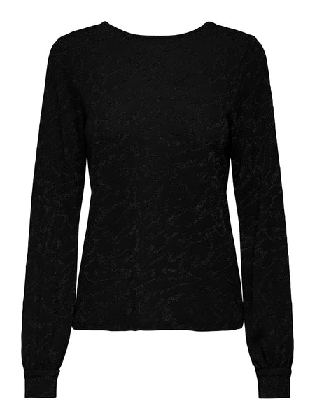 ONLY Zebra Print Glitter Bow Back Top in Black