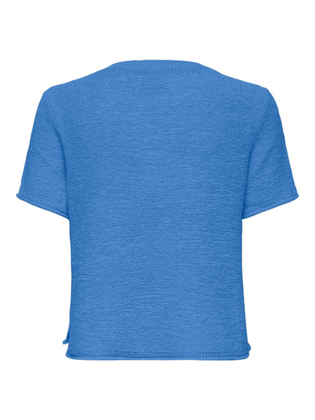 ONLY Short Sleeve Knitted Top in Blue