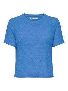 ONLY Short Sleeve Knitted Top in Blue