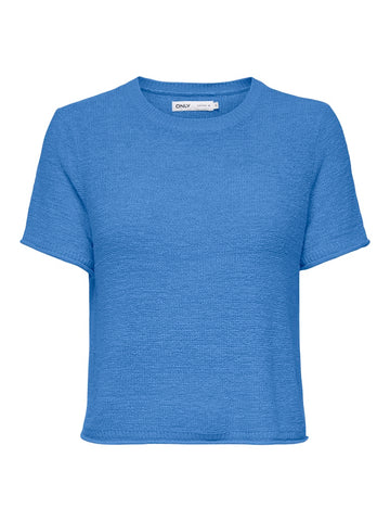 ONLY Short Sleeve Knitted Top in Blue