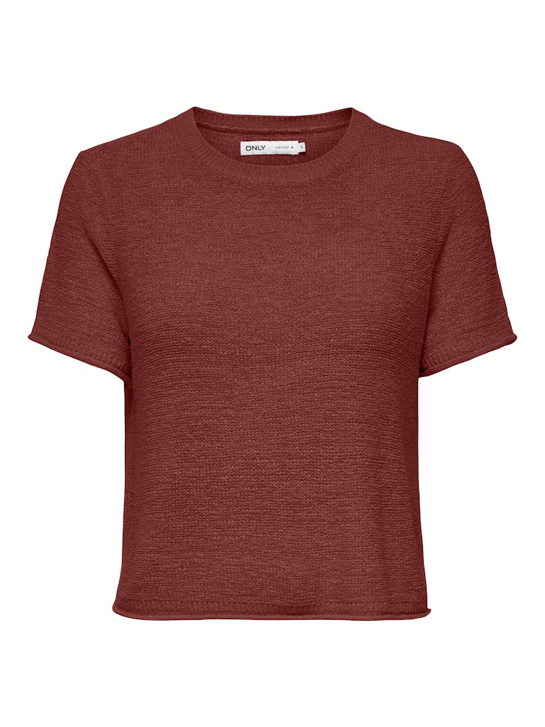 ONLY Short Sleeve Knitted Top in Maroon