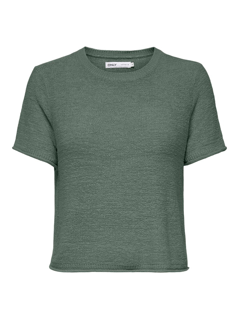 ONLY Short Sleeve Knitted Top in Green