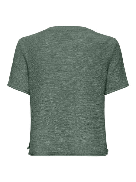 ONLY Short Sleeve Knitted Top in Green