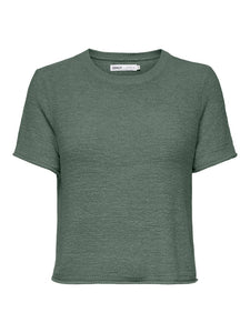 ONLY Short Sleeve Knitted Top in Green