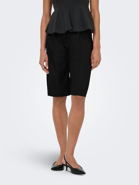 ONLY Linen Blend Bermuda Shorts in Black