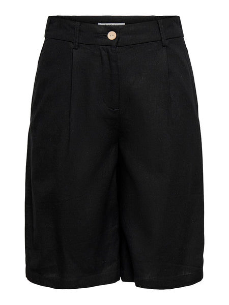 ONLY Linen Blend Bermuda Shorts in Black