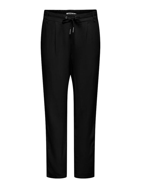 ONLY Linen Blend Straight Leg Trousers in Black