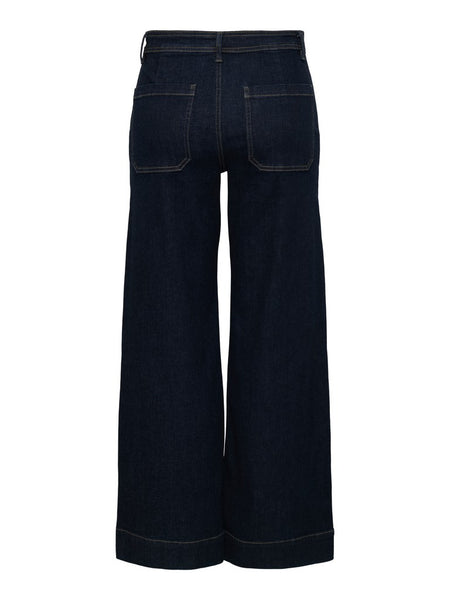 ONLY High Waist Wide Leg Jeans in Dark Blue