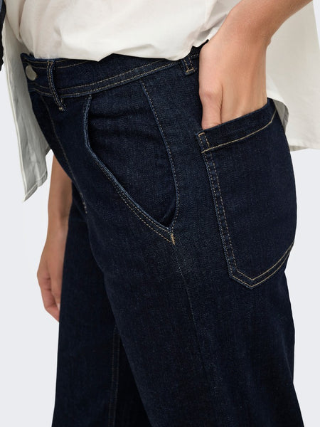 ONLY High Waist Wide Leg Jeans in Dark Blue