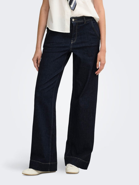 ONLY High Waist Wide Leg Jeans in Dark Blue