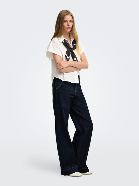 ONLY High Waist Wide Leg Jeans in Dark Blue
