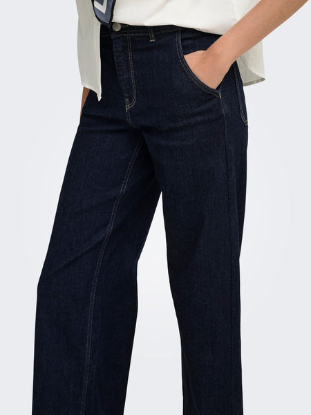 ONLY High Waist Wide Leg Jeans in Dark Blue