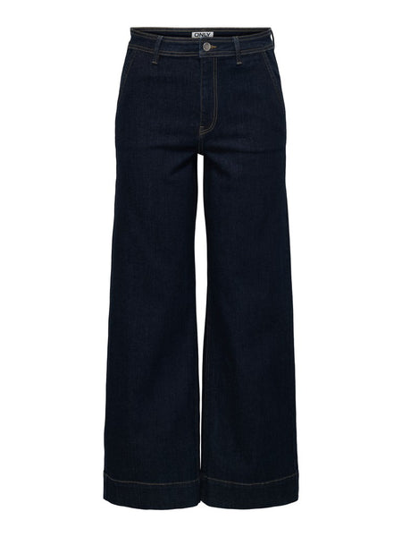 ONLY High Waist Wide Leg Jeans in Dark Blue