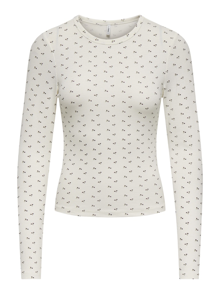 ONLY Flower Print Long Sleeve Top in White