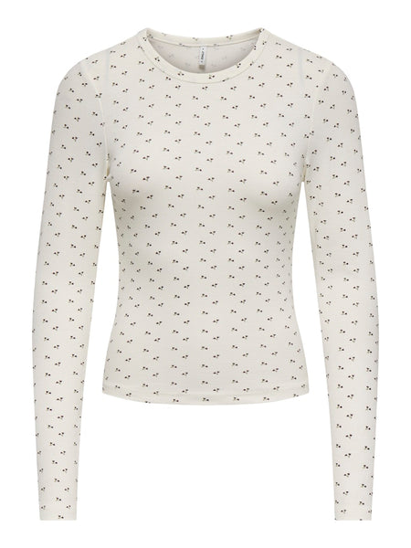 ONLY Flower Print Long Sleeve Top in White