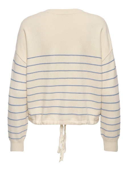 ONLY "Love" Tie Detail Knit Jumper in Cream