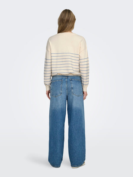 ONLY "Love" Tie Detail Knit Jumper in Cream