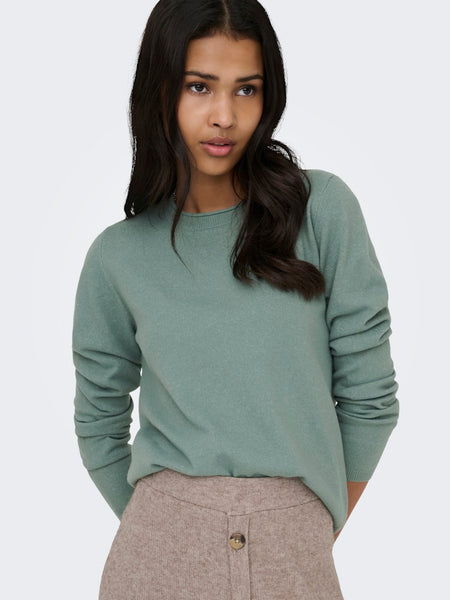 ONLY Long Sleeve O-Neck Knit Jumper in Green