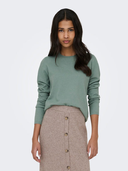 ONLY Long Sleeve O-Neck Knit Jumper in Green