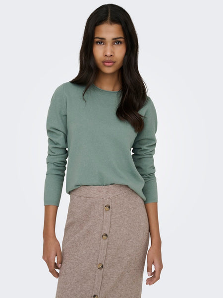ONLY Long Sleeve O-Neck Knit Jumper in Green