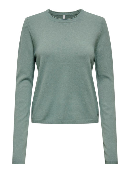 ONLY Long Sleeve O-Neck Knit Jumper in Green