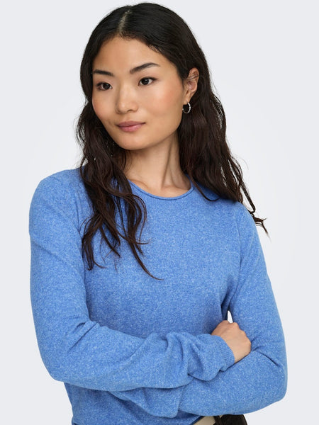 ONLY Long Sleeve O-Neck Knit Jumper in Blue