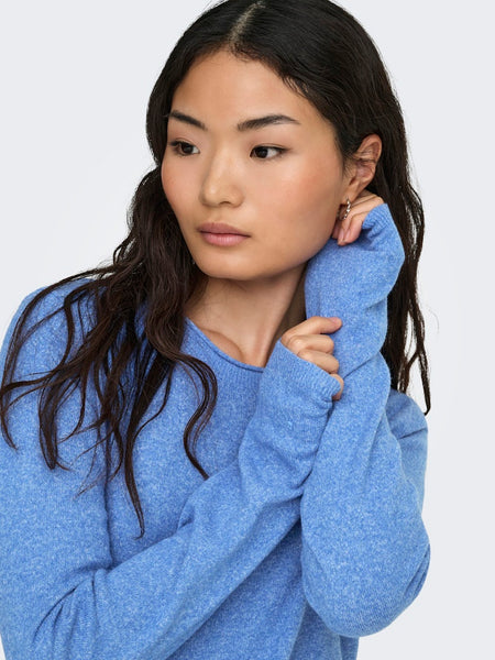 ONLY Long Sleeve O-Neck Knit Jumper in Blue
